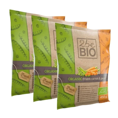 Marchew z groszkiem Bio, 3 opakowania x 450 g, 2beBIO
