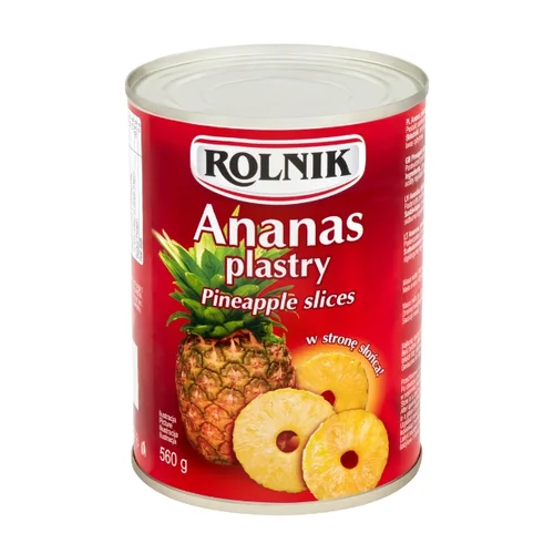 Ananas plastry-puszka, 560 g, Rolnik