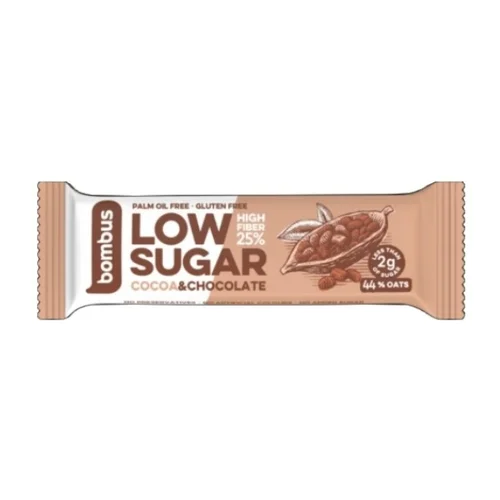Baton Low Sugar kakao - czekolada bez glutenu, 40 g, Bombus