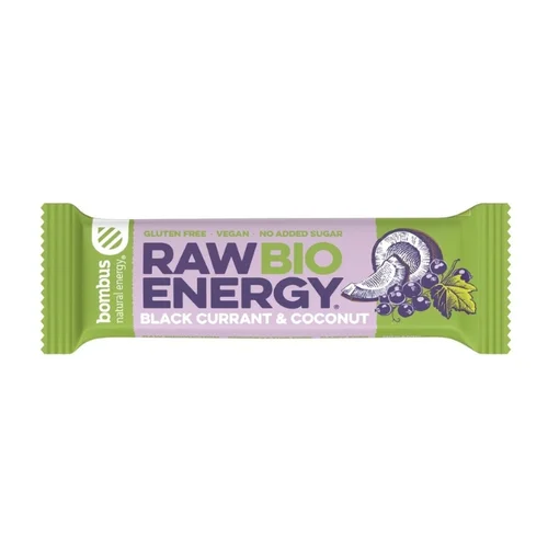 Baton Raw Energy czarna porzeczka - kokos bez glutenu Bio, 50 g, Bombus