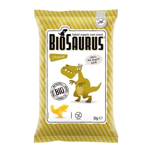 Chrupki kukurydziane Dinozaury o smaku serowym bezglutenowe Bio, 30g, Biosaurus