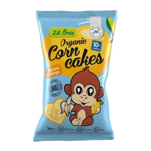 Chrupki kukurydziane banan-mango od 10 miesiąca bez glutenu Bio, 30 g, McLloyd’s