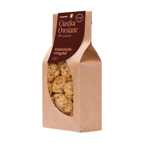 Ciastka owsiane z migdałami i kawałkami czekolady, 300 g, Foodnest