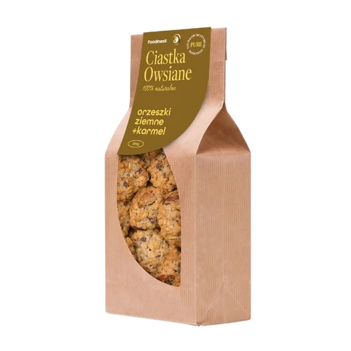 Ciastka owsiane z orzeszkami ziemnymi i karmelem, 300 g, Foodnest