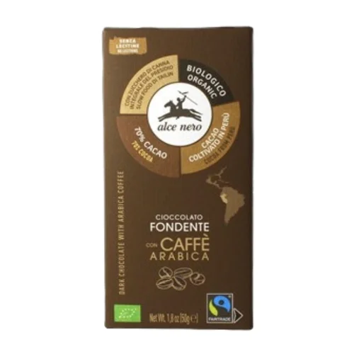 Czekolada gorzka z kawą Fair Trade bezglutenowa Bio, 50 g, Alce Nero
