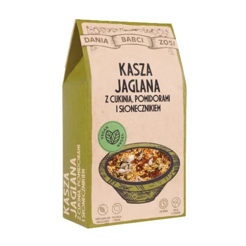 Kasza jaglana z cukinią, pomidorami i słonecznikiem, 250 g, Dania Babci Zosi 