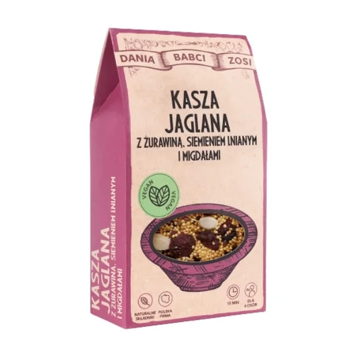 Kasza jaglana z żurawiną, siemieniem lnianym i migdałami, 250 g, Dania Babci Zosi 
