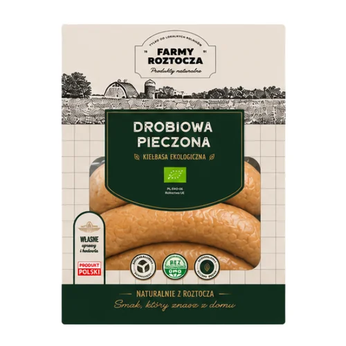 Kiełbasa Drobiowa Pieczona Bio, 400 g, Farmy Roztocza