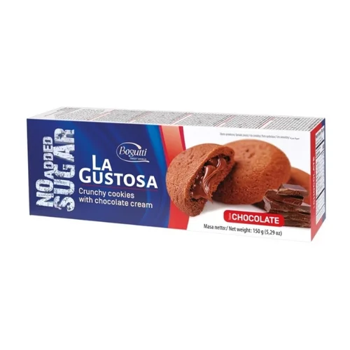 Kruche ciasteczka z kremem czekoladowym bez cukru, 150 g, Bogutti