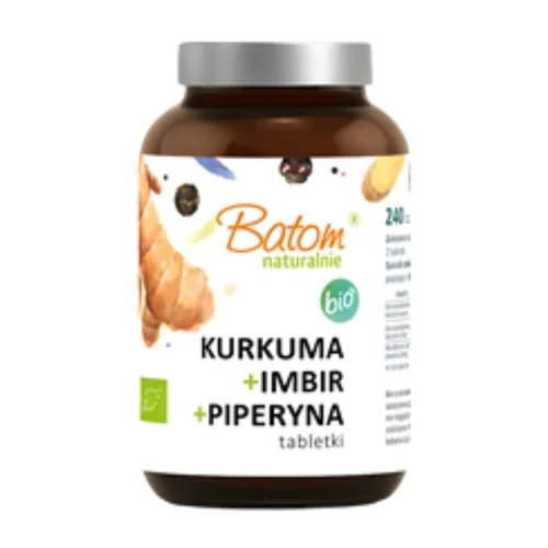 Kurkuma + imbir + piperyna Bio, 240 tabletek, Batom