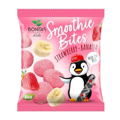 Liofilizowana przekąska truskawka-banan-jogurt Bio, 10 g, Bonitas