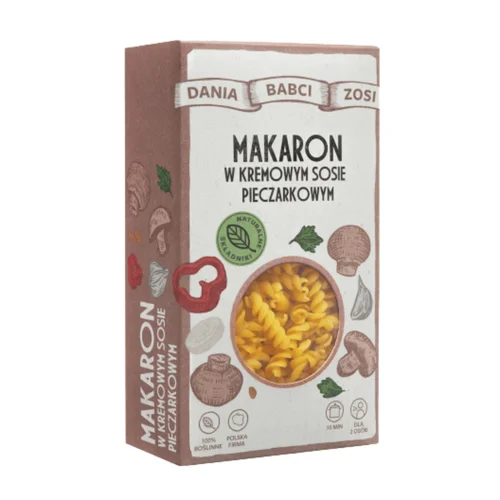 Makaron w kremowym sosie pieczarkowym 100% naturalny skład, 150 g, Dania Babci Zosi