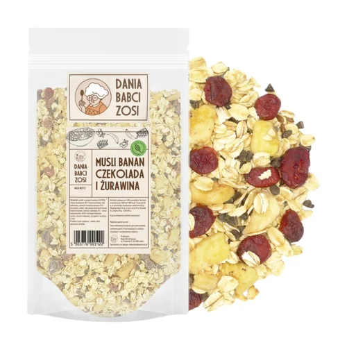 Musli banan, czekolada i żurawina, 0,5 kg, Dania Babci Zosi