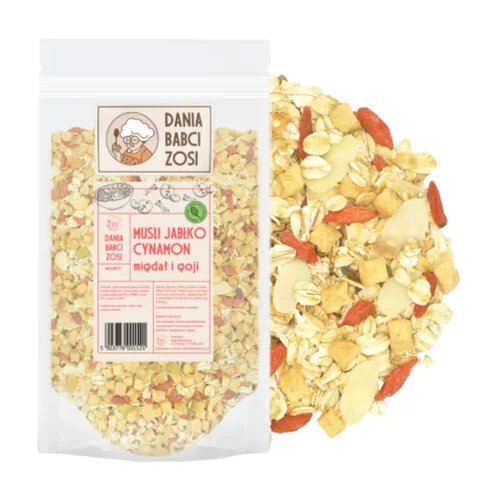 Musli jabłko, migdał, cynamon, 0,5 kg, Dania Babci Zosi