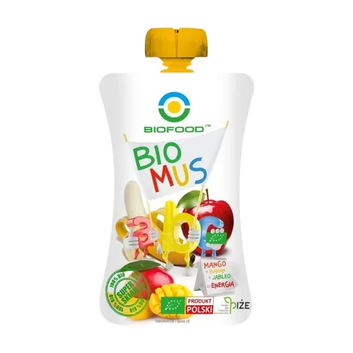Mus mango banan jabłko Bio, 120 g, Biofood