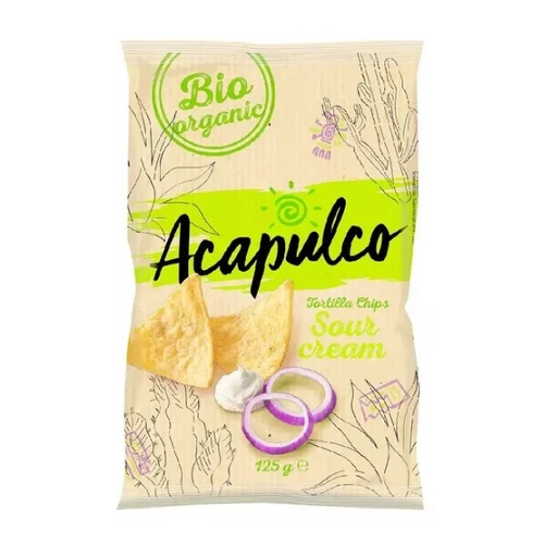 Nachosy o smaku śmietankowo-cebulowym Bio, 125 g, Acapulco