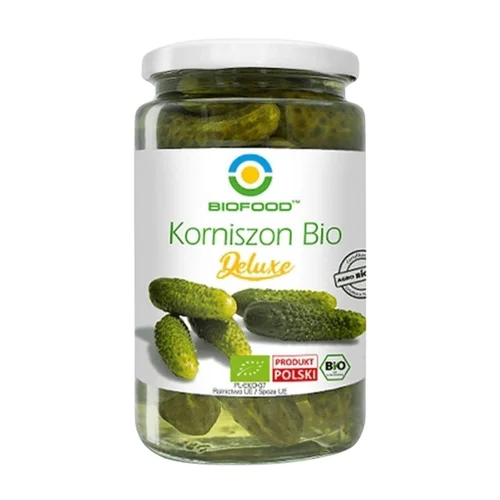 Ogórki korniszony deluxe Bio, 740 g, Biofood