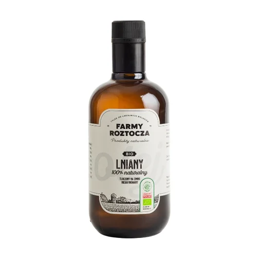 Olej Lniany Bio tłoczony na zimno, 500 ml, Farmy Roztocza