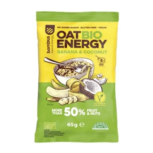 Owsianka banan - kokos bez glutenu Bio, 65 g, Bombus