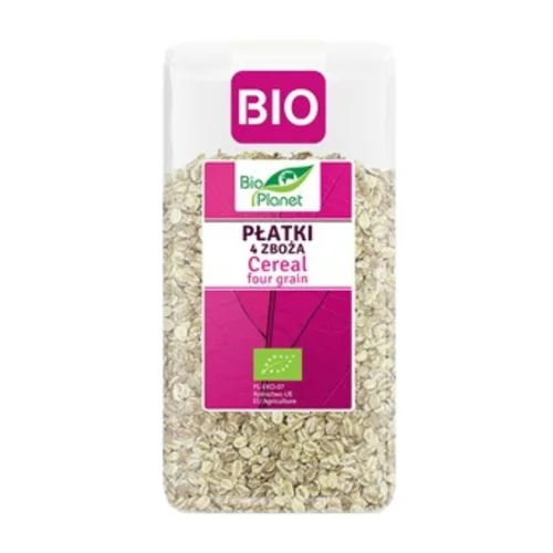 Płatki 4 zboża (orkisz, owies, jęczmień, żyto) Bio, 600 g, Bio Planet