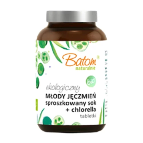 Sok z młodego jęczmienia sproszkowany + chlorella Bio 240 tabletek, Batom