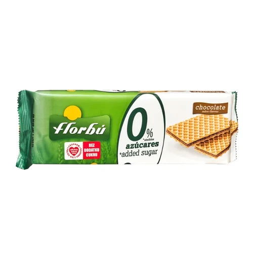 Wafelki nadziewane kakaowe bez dodatku cukru, 150 g, Florbu