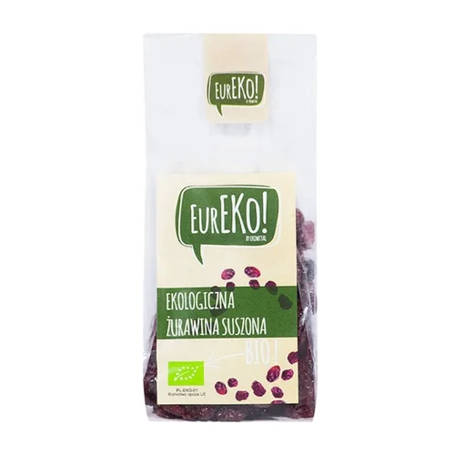 Żurawina suszona (słodzona cukrem trzcinowym) Bio, 100 g, Eureko