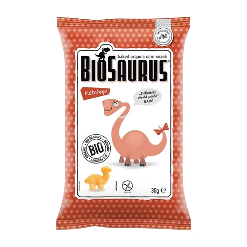 Chrupki kukurydziane Dinozaury o smaku ketchupowym Bio, 30g, Biosaurus