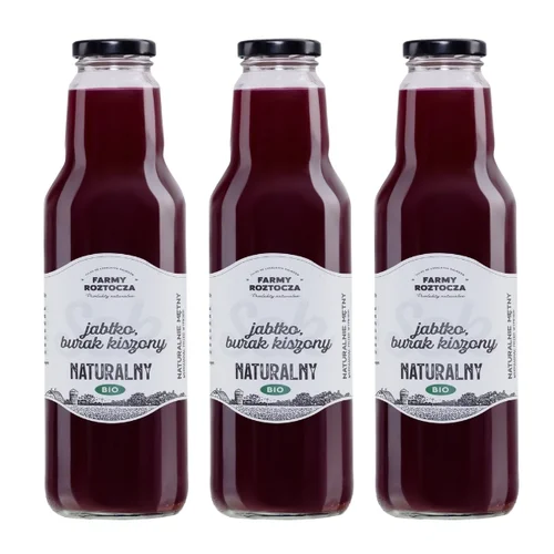 Sok jabłko burak kiszony Bio, 3 butelki x 750 ml, Farmy Roztocza