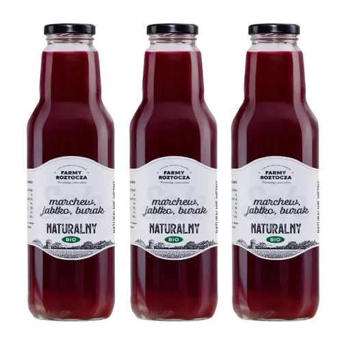 Sok marchew jabłko burak Bio, 3 butelki x 750 ml, Farmy Roztocza