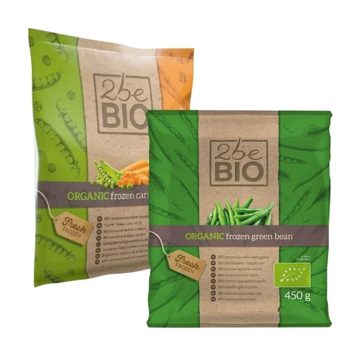 Zestaw mrożonek: marchewka z groszkiem, fasolka szparagowa, 900 g, 2beBIO