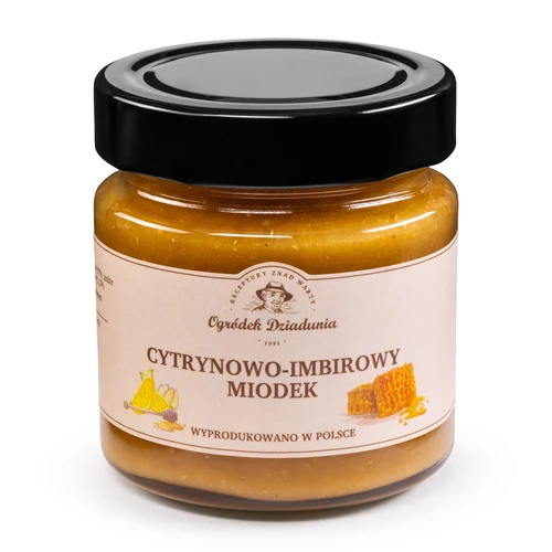 Miód wielokwiatowy z imbirem i cytryną - Imbirowo-cytrynowy miodek, 250g, Ogródek Dziadunia