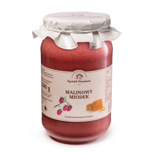 Miód wielokwiatowy z maliną - Malinowy miodek, Ogródek Dziadunia