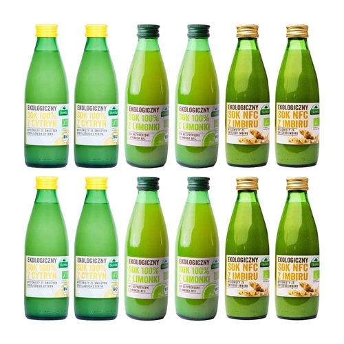 Zestaw soków: cytryna, limonka, imbir 12 szt., Eko Wital
