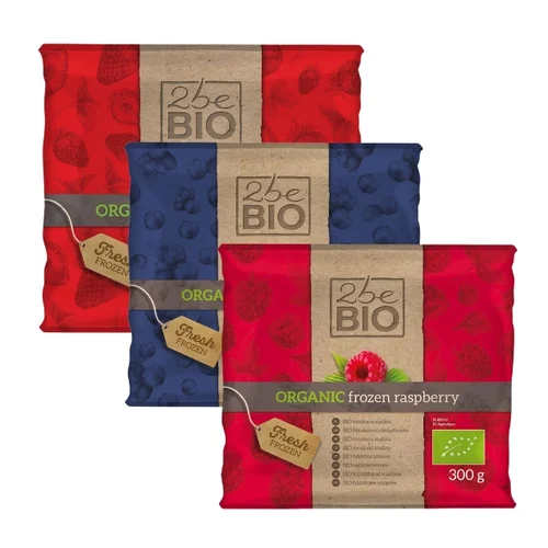 Zestaw mrożonek: truskawka, jagoda, malina Bio, 900 g, 2beBIO
