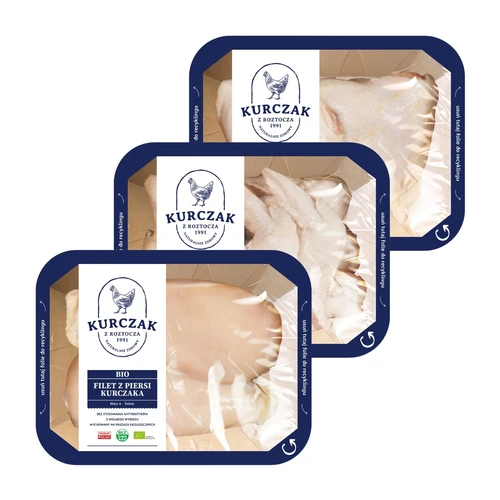 Zestaw mięsa Bio: filet z piersi kurczaka, skrzydełka z kurczaka, podudzia z kurczaka, Kurczak z Roztocza