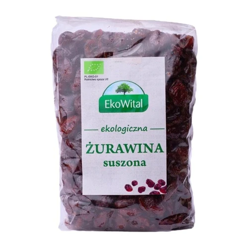 Żurawina suszona (słodzona cukrem trzcinowym) Bio, 500g, EkoWital