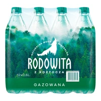 Woda mineralna gazowana, zgrzewka 12 x 600 ml, Rodowita z Roztocza