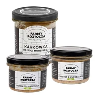 Zestaw wyrobów mięsnych Bio: bekon do jajecznicy, pasztet z kurczakiem, karkówka na soli morskiej, Farmy Roztocza