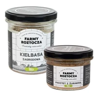 Zestaw wyrobów mięsnych Bio: pasztet z żurawiną, kiełbasa zagrodowa, Farmy Roztocza