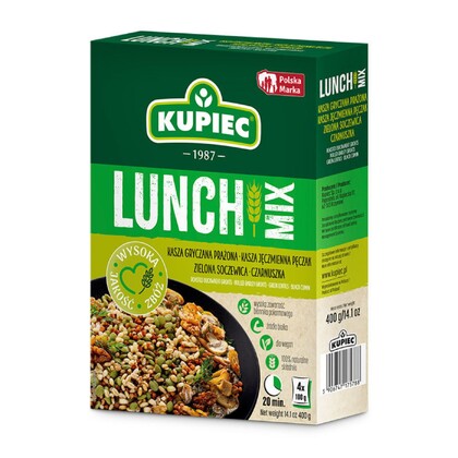 Lunch mix kasza gryczana, pęczak, soczewica, czarnuszka, Kupiec