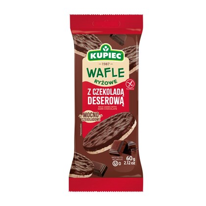 Zestaw 12 szt. wafle ryżowe z czekoladą deserową, Kupiec   