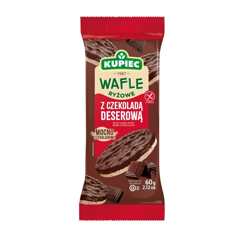 Zestaw 12 szt. wafle ryżowe z czekoladą deserową, Kupiec   
