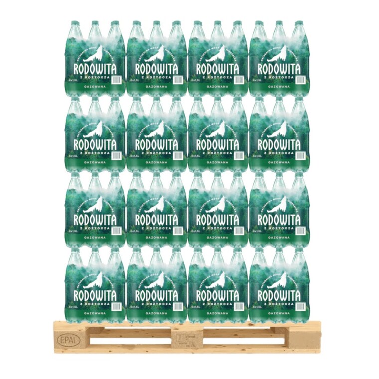 Woda mineralna gazowana, 1,5l, paleta 456 szt., Rodowita z Roztocza