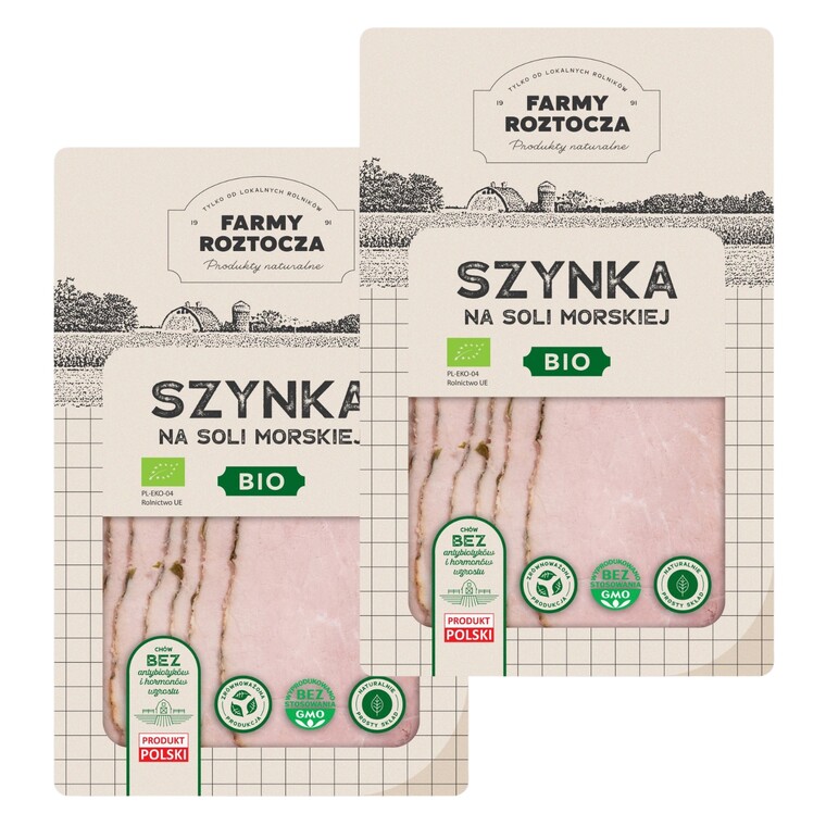 Szynka na soli morskiej w plastrach BIO 200g